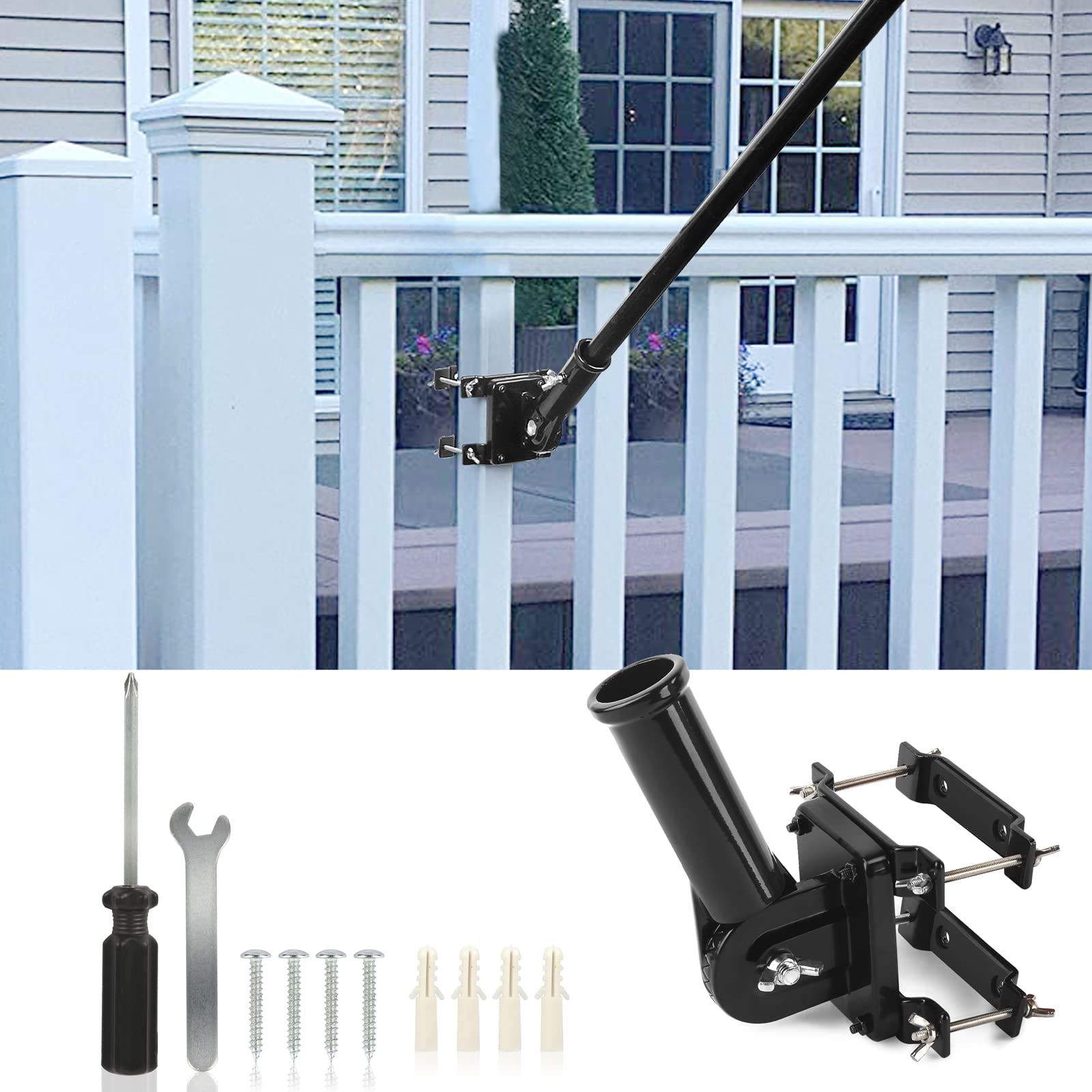 Adjustable Flag Pole Bracket Two Installation Methods Metal Flag