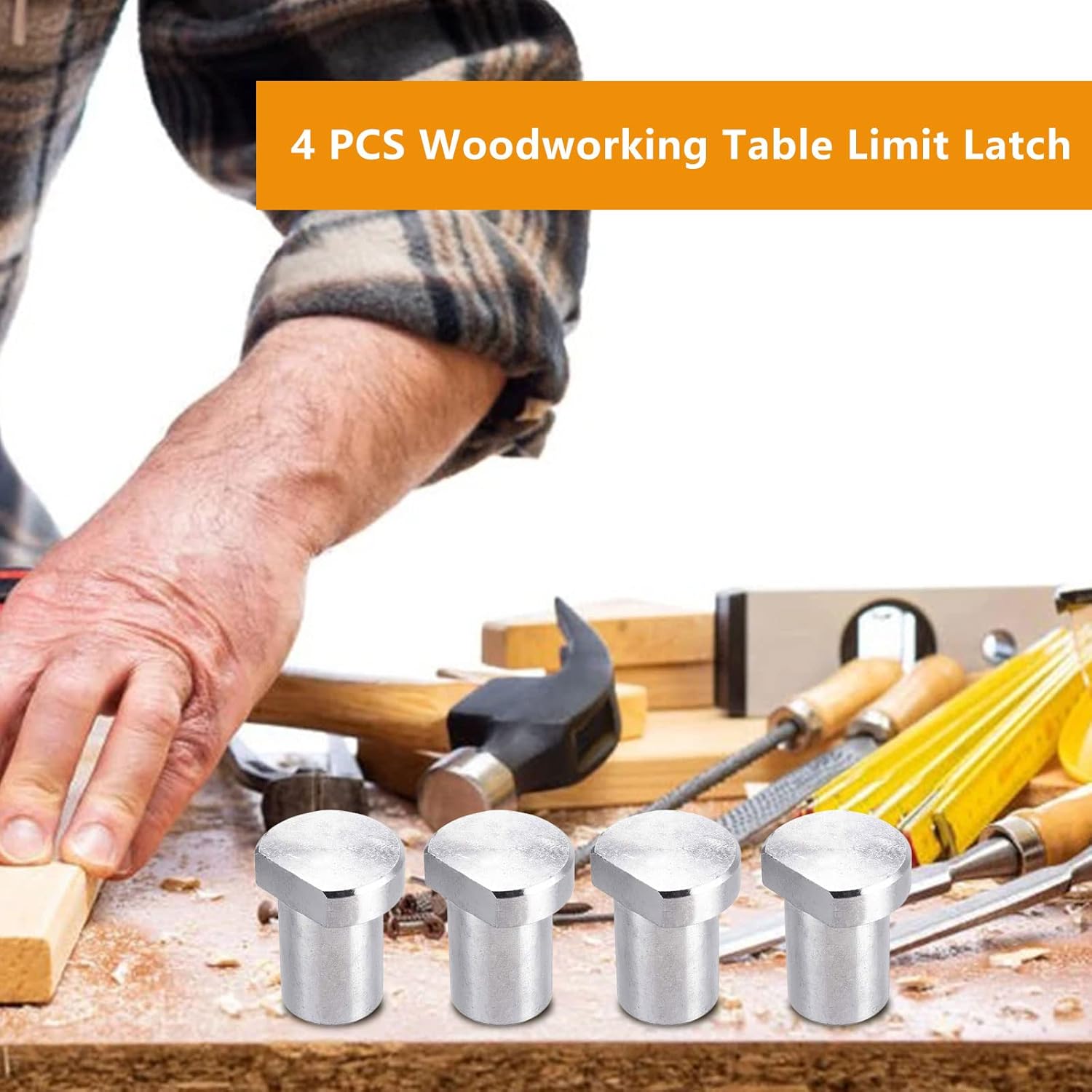 4PCS 19MM Bench Dogs, Workbench Peg Brake Stops Table Workbench Positioning Planing Plug Stainless Steel Bench Dogs for 19mm Dog Hole (19mm) - - 