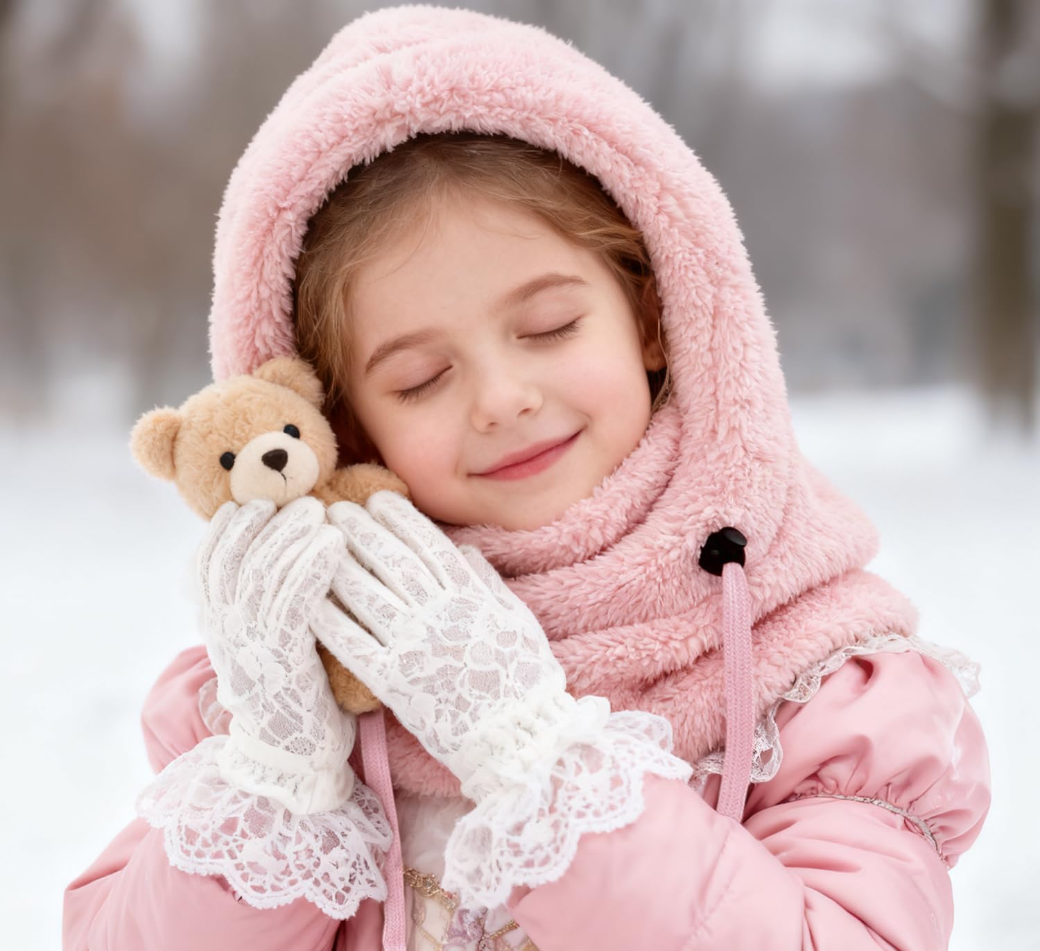 Kids Winter Fleece Hats,Child Balaclava Ski Mask Windproof Warm Adjustable with Fleece Lining Hat for Boys Girls - Image 6