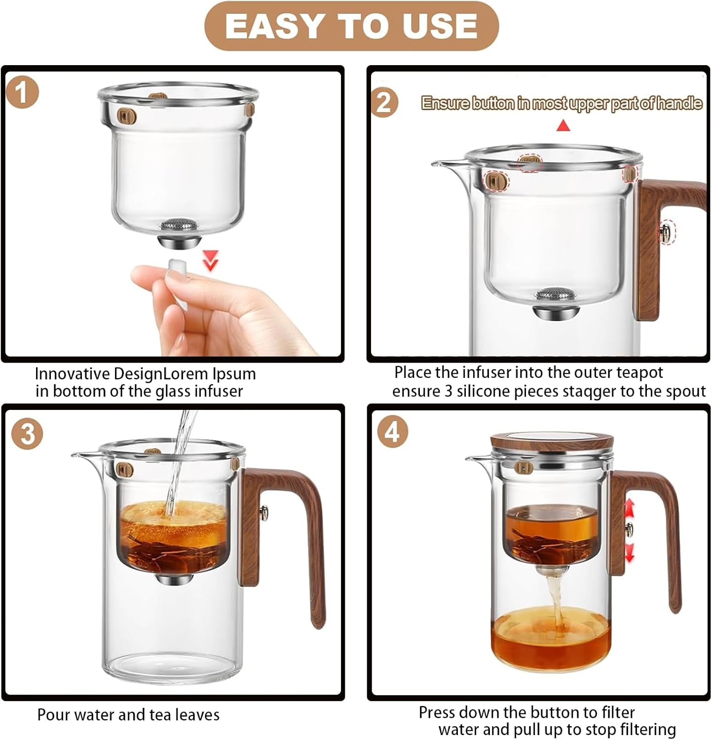 Tea Pot- 600ml/20.3oz Magic Witchcraft Enchanted Glass Teapot with Strainer, Tea Innovative Water Separation Teapot, Borosilicate Glass Tea Infuse (20.3oz)