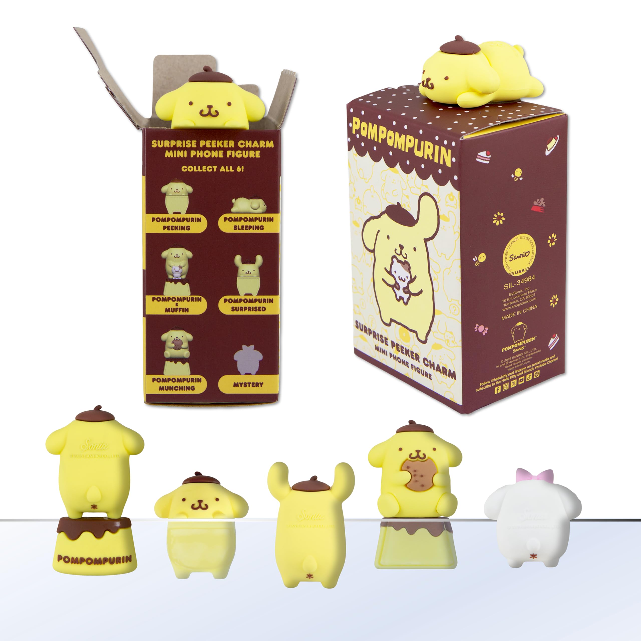 Sonix x Sanrio Hello Kitty & Friends Peekers - Blind Box - Adhesive Decorative Mini Figures - Pompompurin & Friends