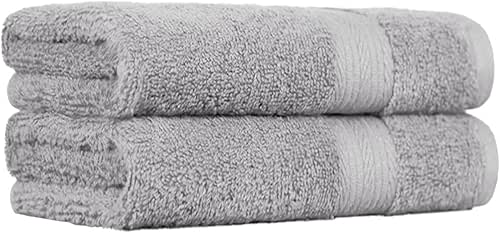 Amazon Basics 2 Hand towel for bathroom, Fade Resistant 100%