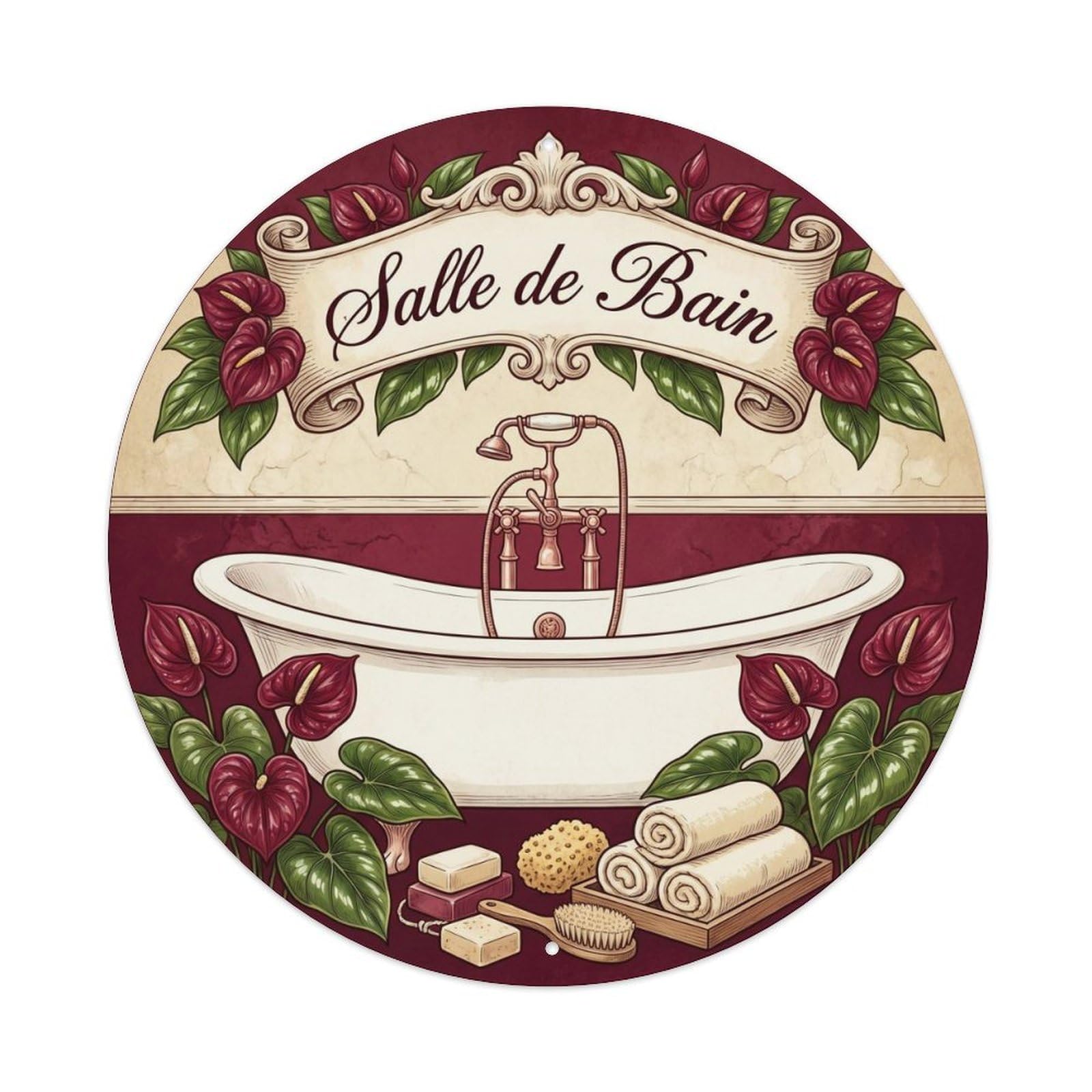 Bathroom Anthurium Floral Bathroom Metal Tin Sign