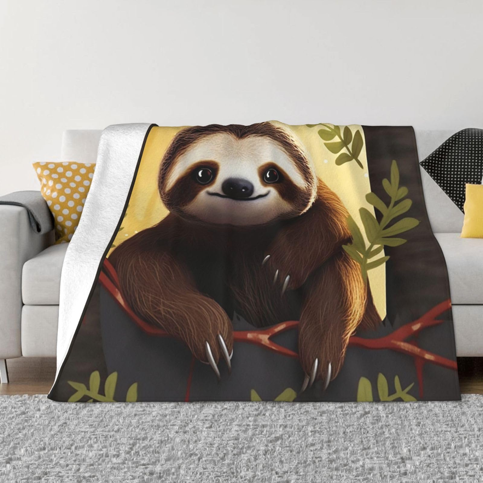 Throw Blanket for Couch Ultra-Soft Micro Fleece Blankets Funny sloth Blanket Warm Cozy Thick Throws Lightweight Flannel Fuzzy Blankets for Bed Living Room Sofa Home Decor All Season 50"x40"