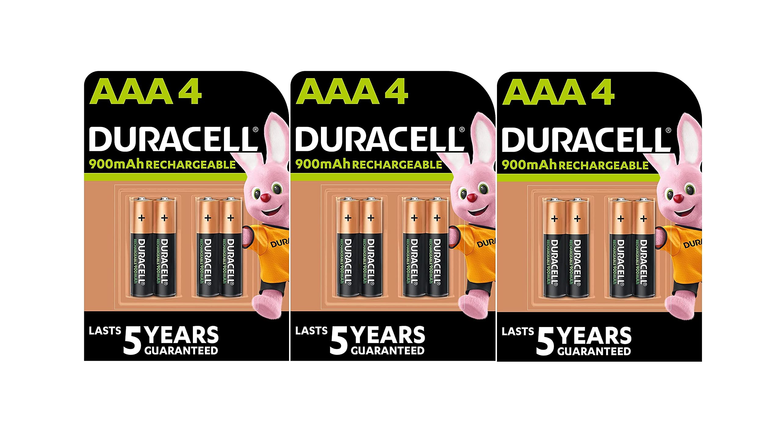 12 pilas recargables Duracell AAA de 900 mAh (3 blísters de 4 baterías) y 12 pilas recargables