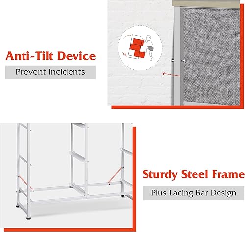 Miniatura 7 de WLIVE Cómoda de tela para dormitorio, cómoda doble de 6 cajones, torre de almacenamiento con cubos de tela, cómoda para armario, sala de estar, Gris