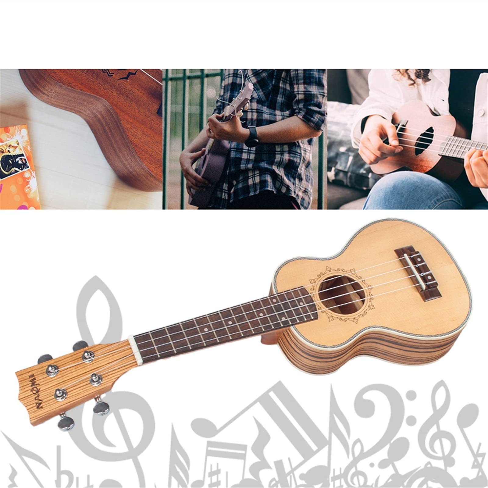 Ukulele koncertowe Początkujący Ukulele 21/23/ 26 Cal Ukulele Sopran Spruce Top Zebra Drewniana Backboard Mahoniowy Podstrunnica Ogume Head Instrument