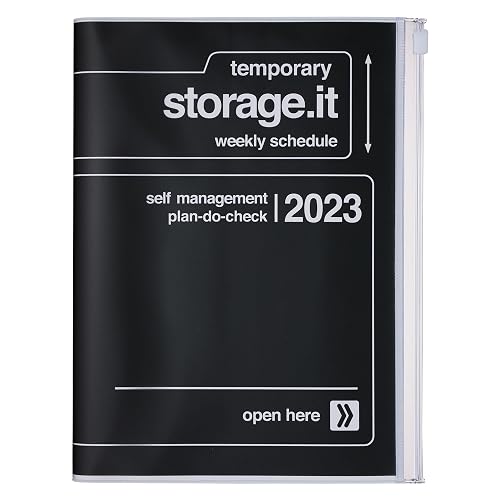 MARK'S 2022/2023 Taschenkalender A5 vertikal, Storage it, Black: Von September 2022 bis Dezember 2023