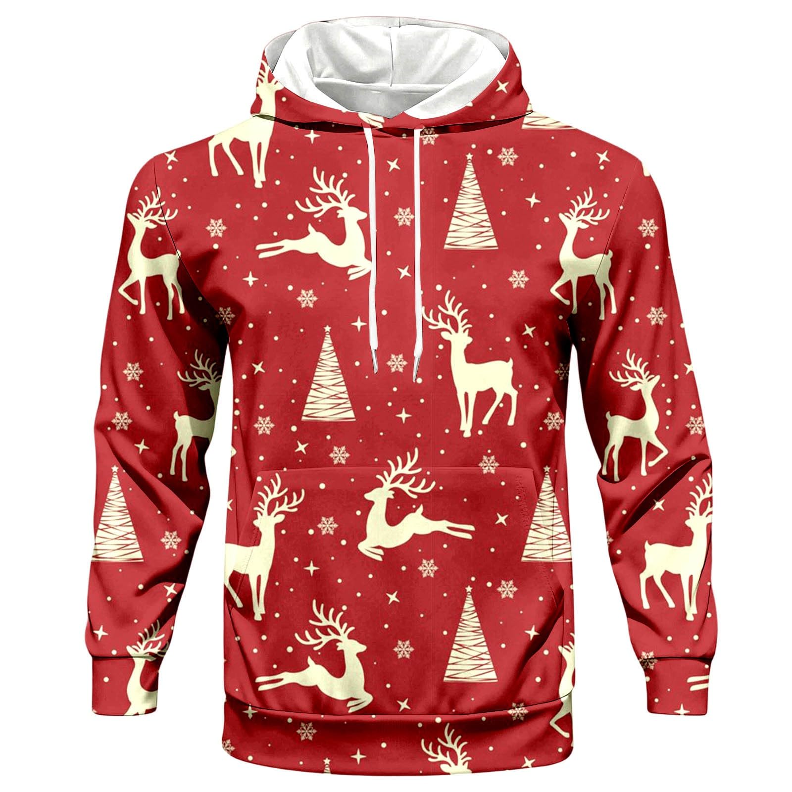 Survêtement Homme Noël Polaire Sweat Capuche Décontracté