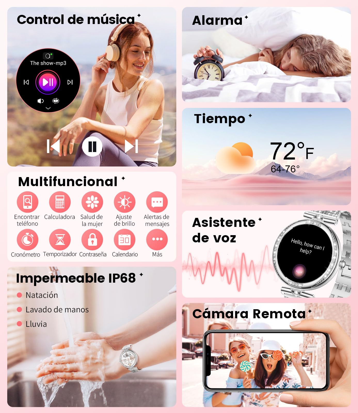 Reloj Inteligente Mujer con Llamadas Bluetooth, Pantalla AMOLED 1.19" HD,Monitor de Ritmo Cardíaco y Sueño,SpO2, 100+ Modos Deportivos,IP68 Resistente al Agua,Smartwatch Compatible con Android y iOS