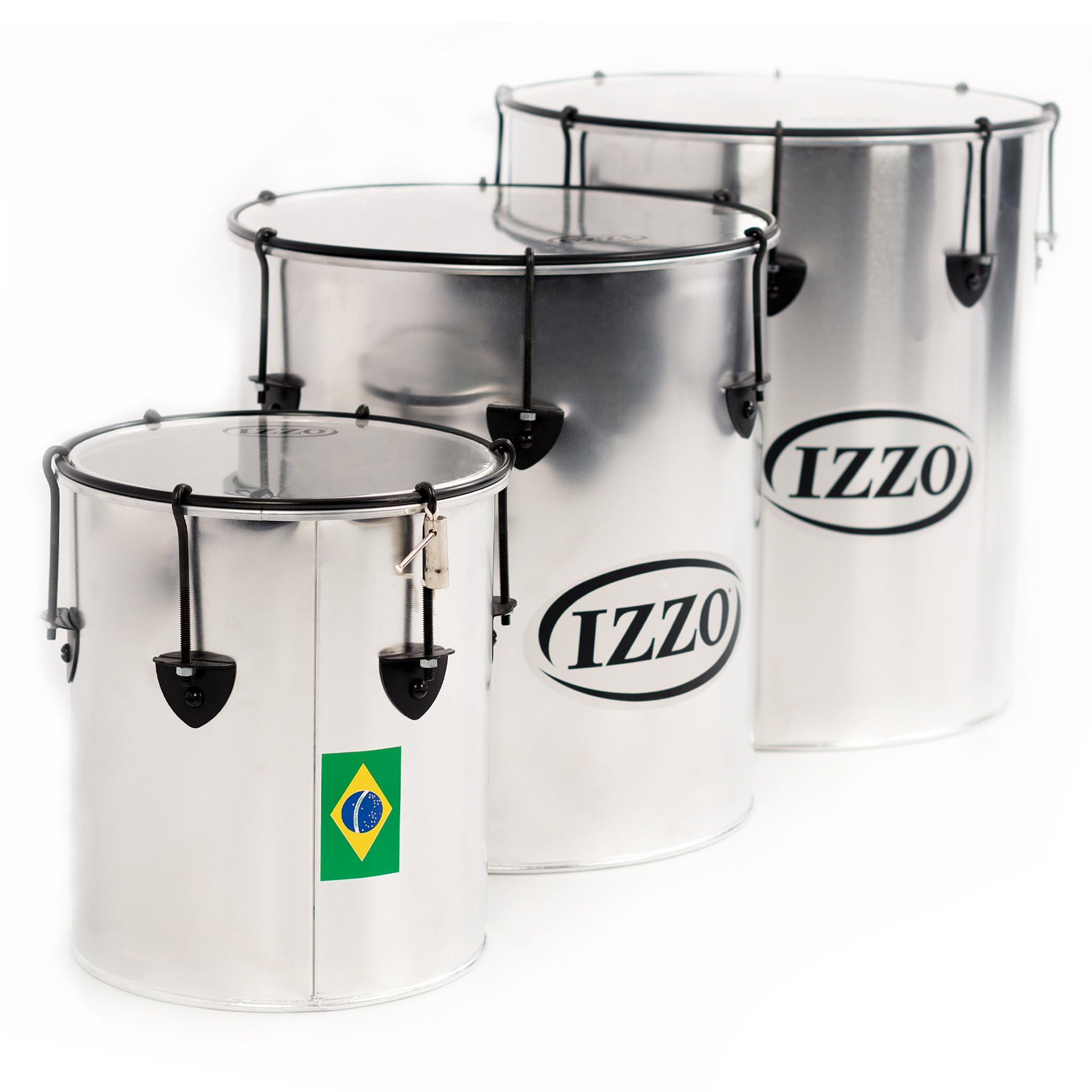 Percussion Plus Pp780 Samba tambours en argent finition mate (lot de 3)