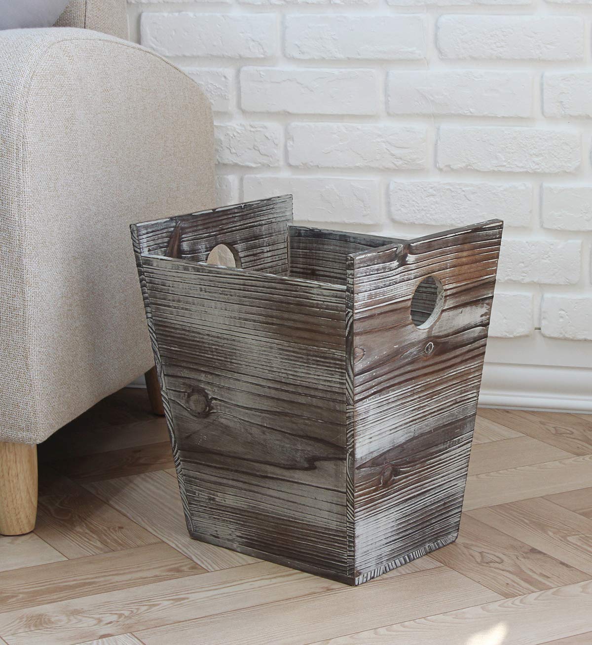 Free Shipping Offer J JACKCUBE DESIGN Rustic Farmhouse Style Wastebasket Bin with Handle Trash Can Decorative Wood for Bathroom, Kitchen, Office, Dorm Room, Laundry - MK575A Best Seller J JACKCUBE DESIGN Rustic Farmhouse Style Wastebasket Bin with Handle Trash Can Decorative Wood for Bathroom, Kitchen, Office, Dorm Room, Laundry - MK575A
