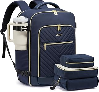 LOVEVOOK Large Travel Backpack for Women, TSA Carry on Backpack for Airplanes, 40L Personal Item Travel Bag for Women fits 17" Laptop,Waterproof Carry on Bag Airplane Approved with 3 Packing Cubes