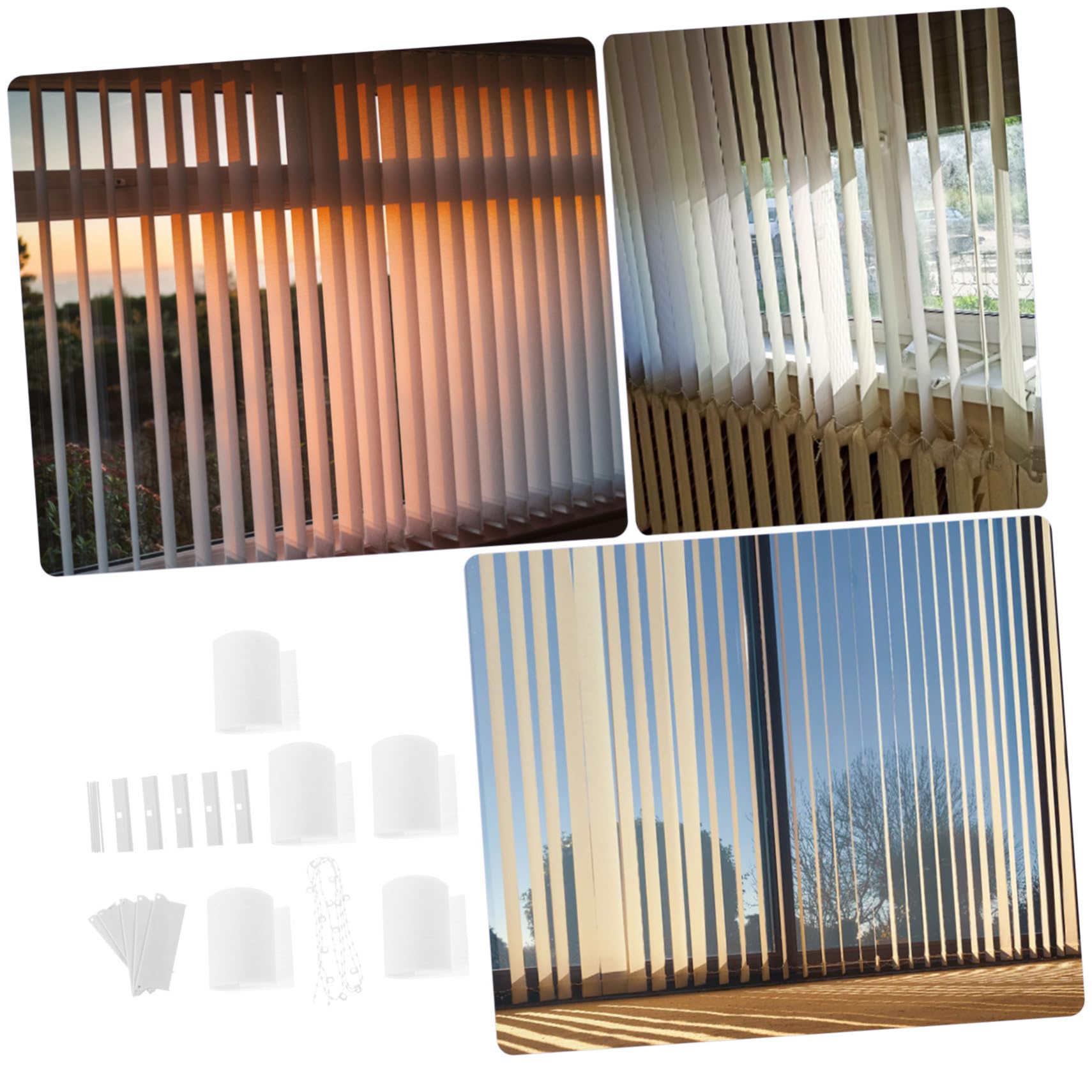 Cabilock 82.5in DIY Polyester Vertical Blind Vanes 5pcs Set Height Adjustable Blind Accessories for Office Bedroom Living Room