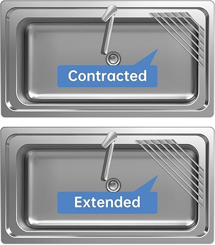 Miniatura 2 de Tomorotec Escurridor de platos triangular ajustable, plegable de acero inoxidable sobre el fregadero, organizador de almacenamiento y ahorro de