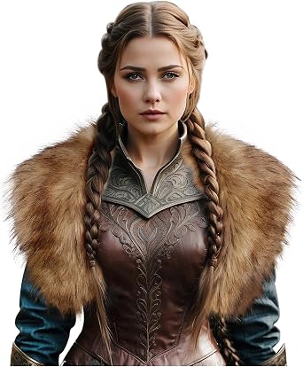 Viking Fur Collar Faux Fur Shoulder Wrap for Women Viking Costume Accessory