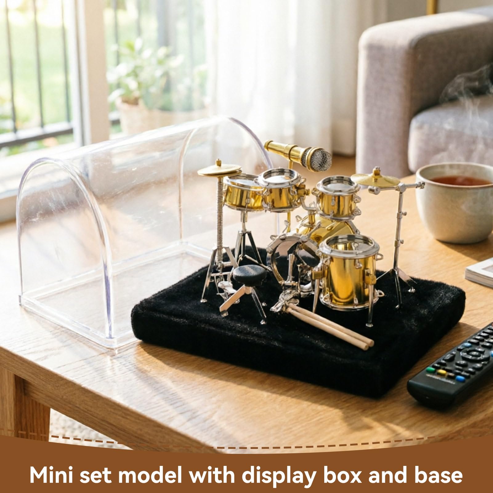 Mini-Trommelmodell, Miniatur-Trommelset-Modell, Desktop-Trommelset, Mini-Musikinstrumentenmodell, Basteltrommel-Modell, Display, MiniTrommelset für Puppenhaus-Heimbüro-Dekoration