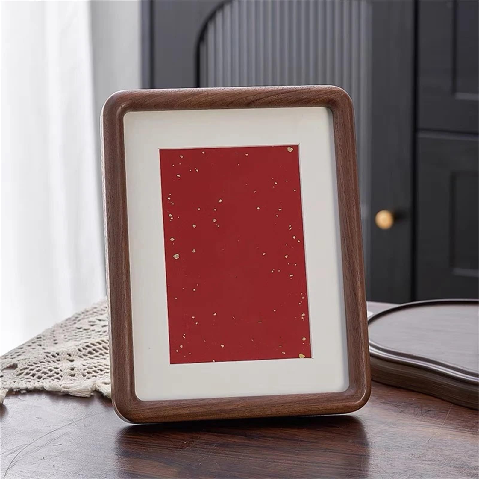 Bilderrahmen Fotorahmen Massivholz Abgerundete Dekorative Tischplatte Display Holz Bild Kunstwerk Halter Wohnkultur(Color 4,10.2x15.2cm)