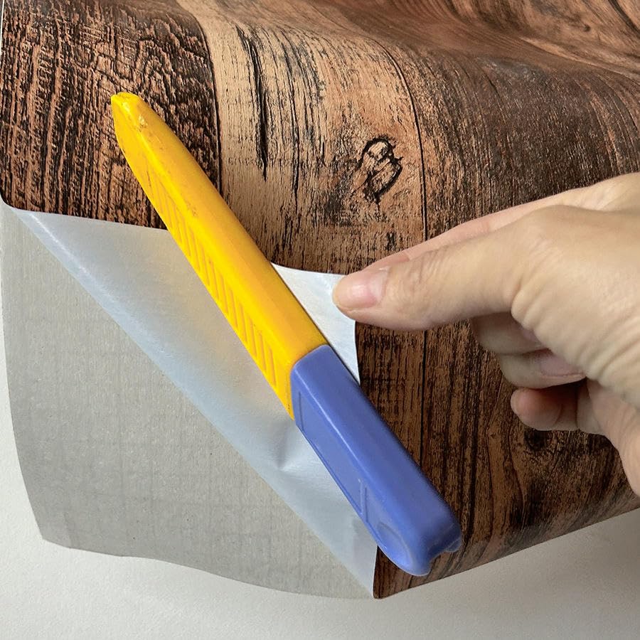 Papier peint autocollant rénovation meuble rétro bois marron