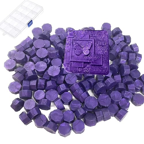 Cuentas de sellado de cera morada, 220 piezas, 0.315 in, no tóxico, secado rápido, manualidades, papelería, embalaje
