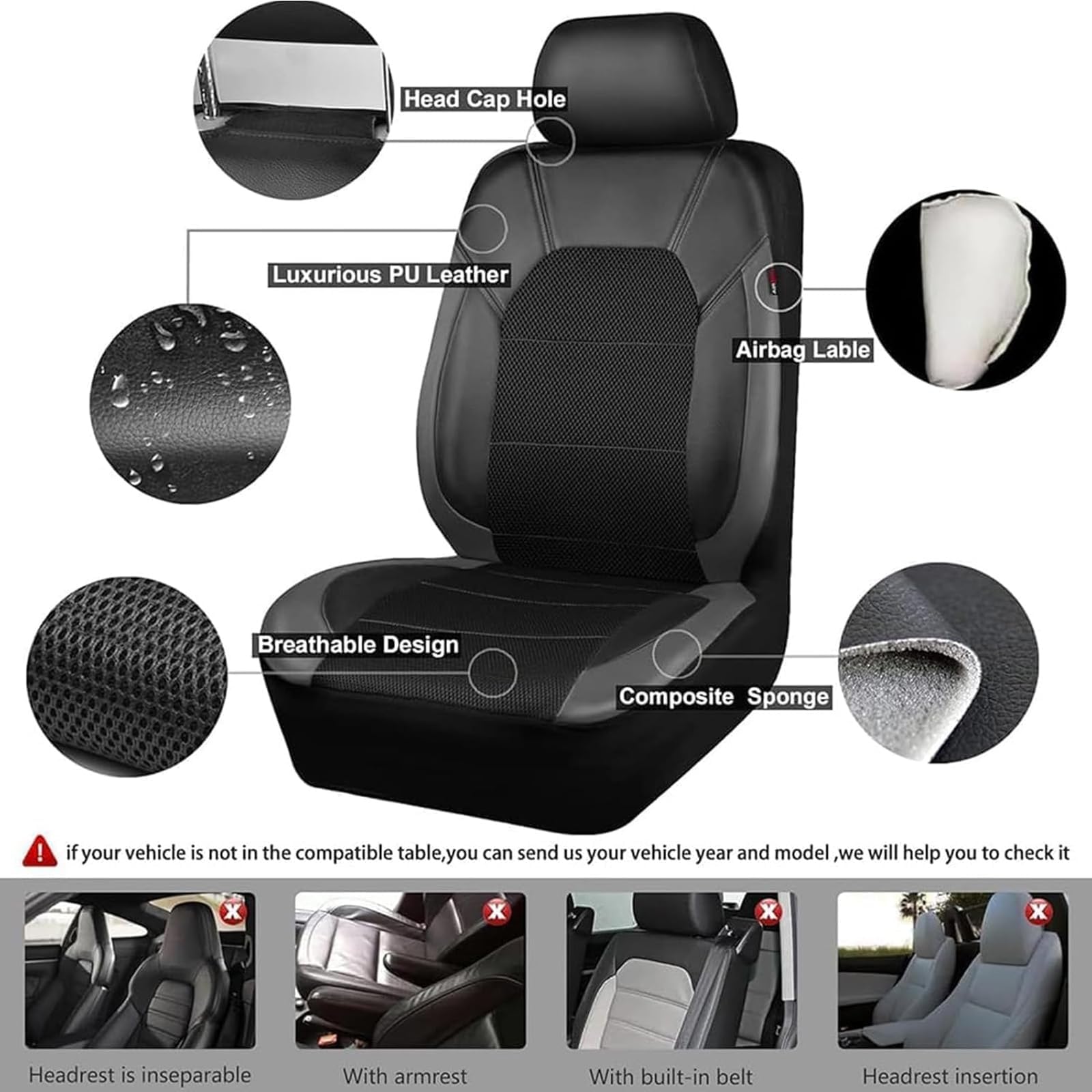 Car Seat Covers Full Set for Vauxhall Frontera (2025+), Waterproof NonSlip Front Protectors Comfortable and Breathable,C — view 7