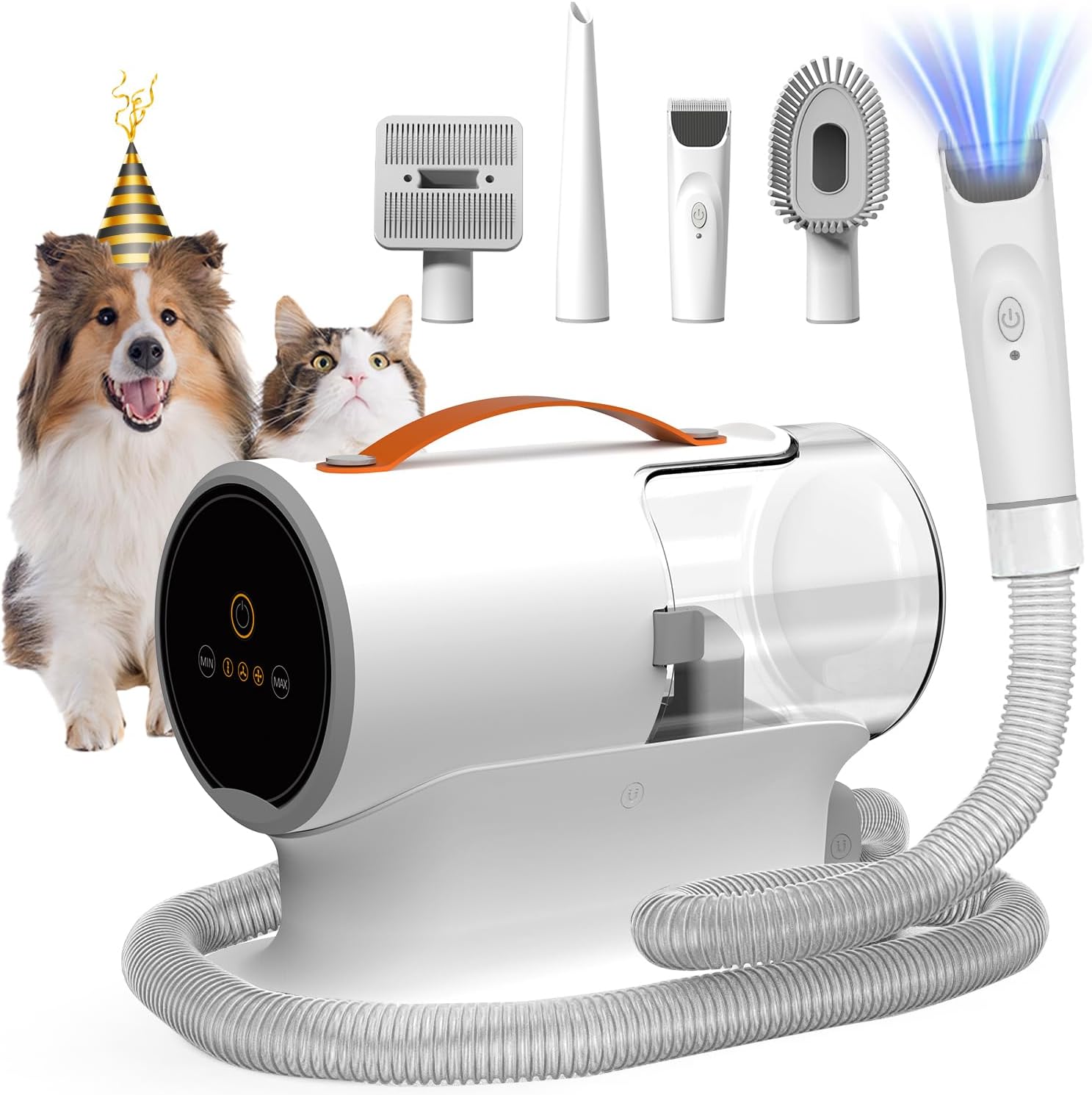 Pet Grooming Vacuum & Dog Hair Vacuum, 12000Pa Powerful Pet Grooming Kit with 2L Large Dust Cup, Low Noise Dog Vacuum for Shedding Grooming Hair, 3 Suction Levels, 5 Grooming Tools