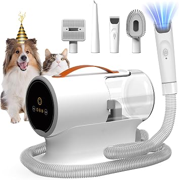 Fixr Pet Grooming Vacuum & Dog Hair Vacuum, 12000Pa Powerful Pet Grooming Kit with 2L Large Dust Cup, Low Noise Dog Vacuum for Shedding Grooming Hair, 3 Suction Levels, 5 Grooming Tools