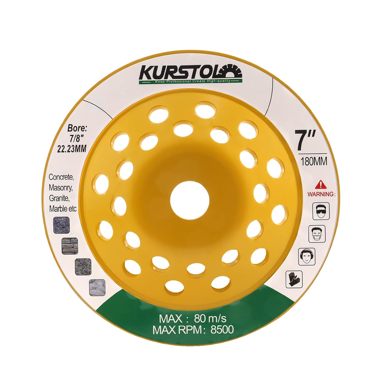 Diamond Grinding Cup Wheel - 7"/180mm Turbo Row Angle Grinder Cup Wheel for Cutting,Grinding,Smoothing,Shaping Concrete,Marble,Granite,Masonry,Brick 7/8"-5/8" Arbor