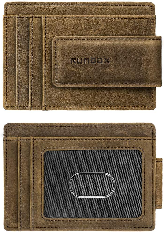 Money Clip Magnetic Wallet with Slim Minimalist RFID Blocking & Leather for Men