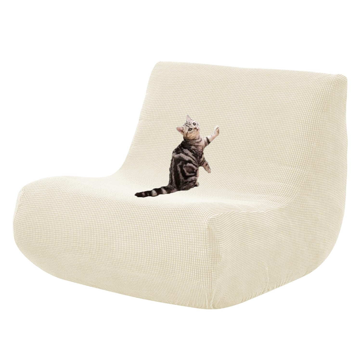 HACLEN Armless Floor Sofa Cover, Stretch Lazy Fireside Chair Cover Washable Armless Bean Bag Chair Slipcover Cat Scratch Proof with Elastic Bottom (Beige,one size)