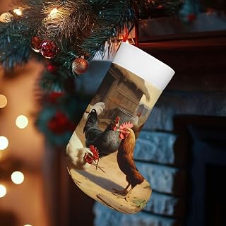 Personalized Christmas Stocking Large Xmas Stockings Farm Chickens Family Stocking for Fireplace Christmas Holiday Party Decor Xmas Gifts