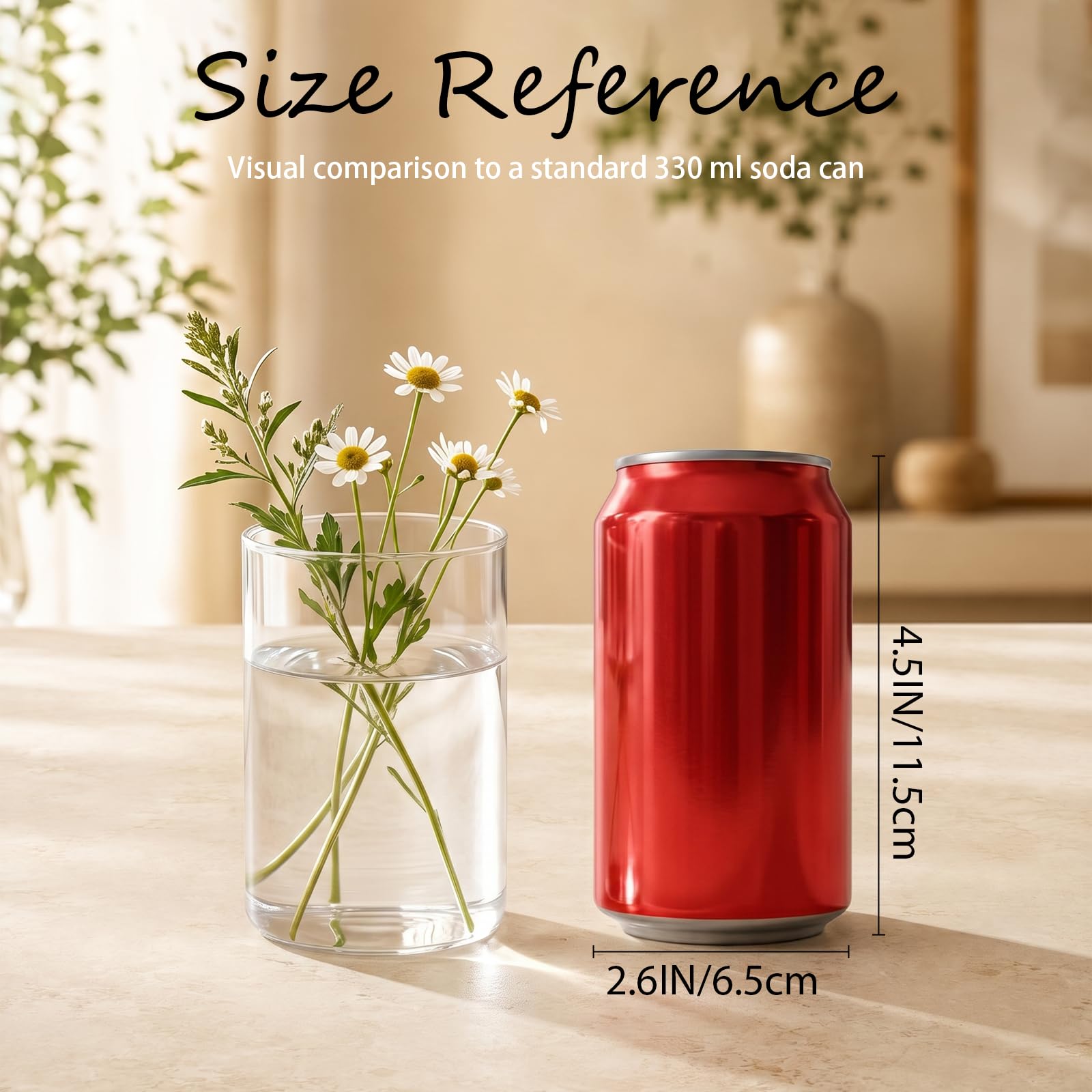 8 jarrones cilíndricos de vidrio HZCPENG de 4 pulgadas de alto x 2.6 pulgadas de ancho para centros de mesa, decoraciones de boda y decoración del hogar interior, portavelas de huracán para mesa