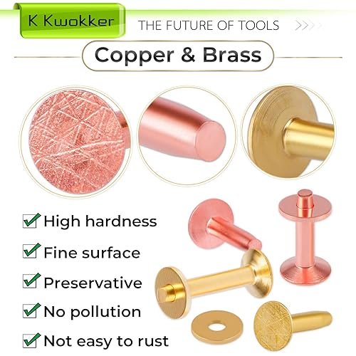 Miniatura 5 de 81 remaches de cobre para cuero, con rebabas, fijador de rebabas #9 y #12, juego de punzones de cuero de 0.138 in, para jeans, chaqueta, ropa,