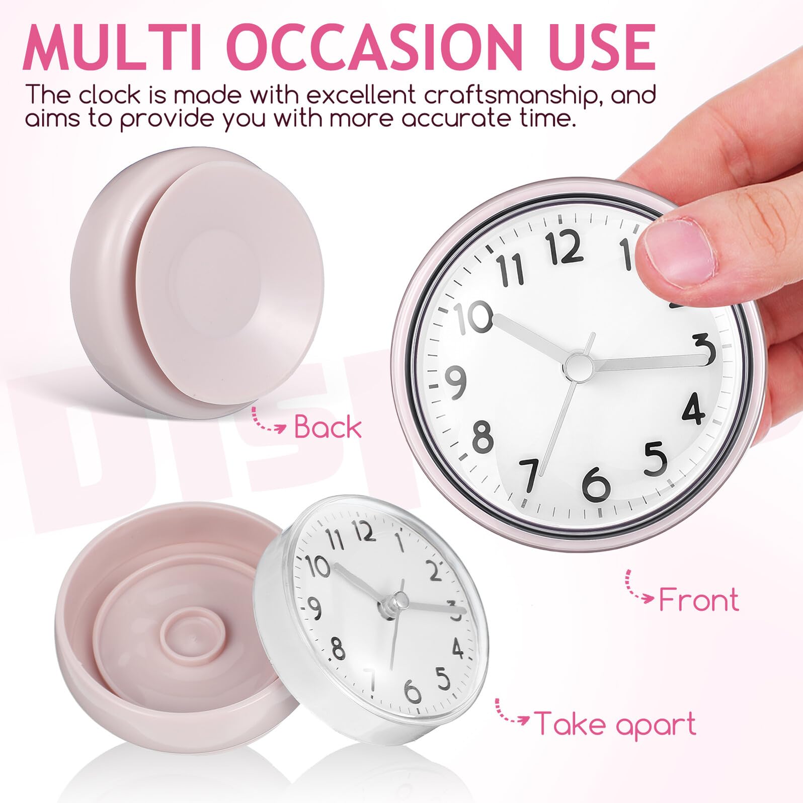 Zerodeko Reloj Mini de Pared Ventosa Resistente al Agua para Baño y Sala de Estar Diseño Funcional