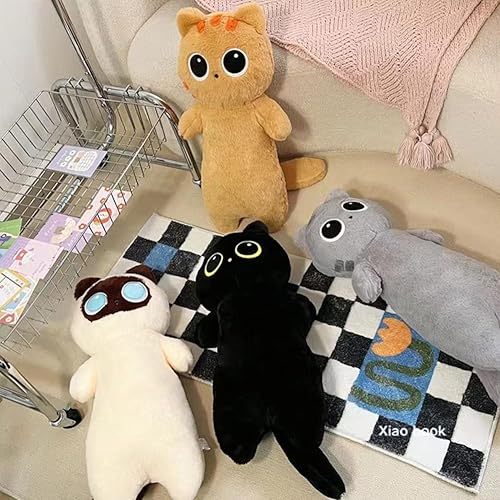 Miniatura 7 de Almohada corporal de felpa de gato, almohada de gato de 24 pulgadas de largo, lindos animales de peluche blancos con ojos grandes, juguetes de
