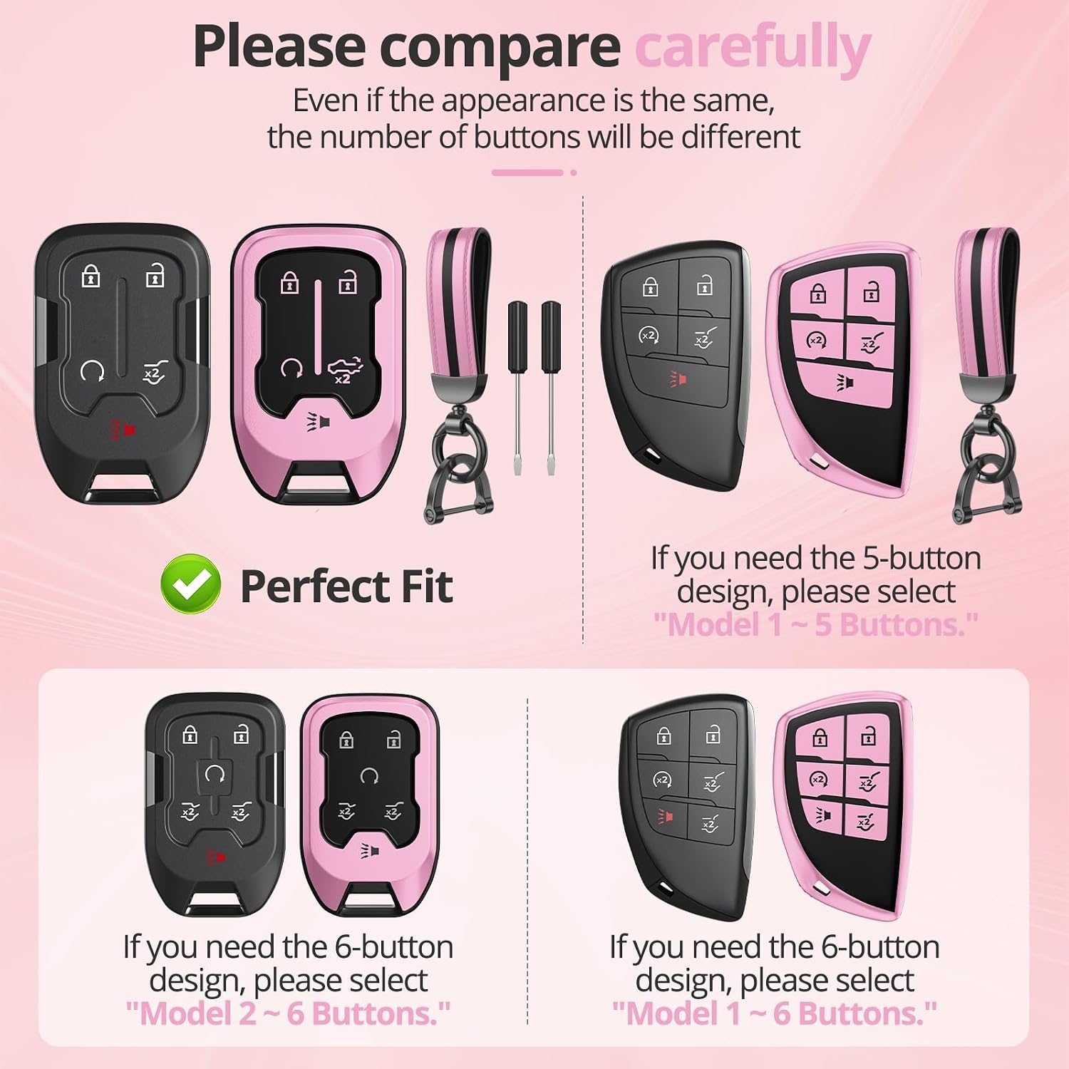 for Chevy/GMC Key Fob Cover Accessories, Matte TPU Material, With a Cute Leather Keychain, for Silverado, Sierra, Suburban, Acadia, Tahoe, Yukon And Other Models. image 2