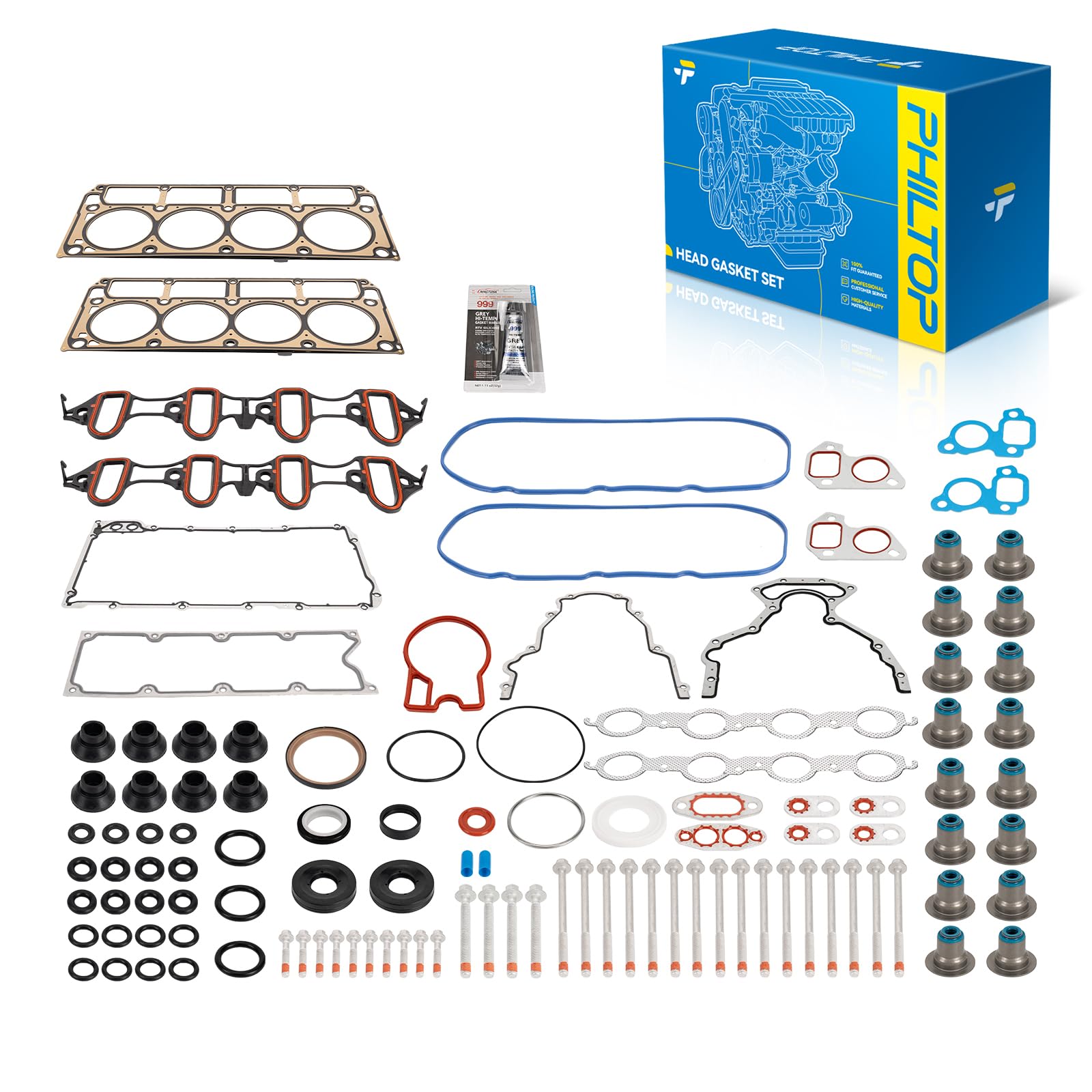 PHILTOP Head Gasket Kit for Silverado/GMC Sierra 1500 2002-2011 5.3L/4.8L | Fit for Chevrolet Tahoe Suburban Avalanche 1500 Express 2500, GMC Yukon Savana, OE# HS 26541 PT