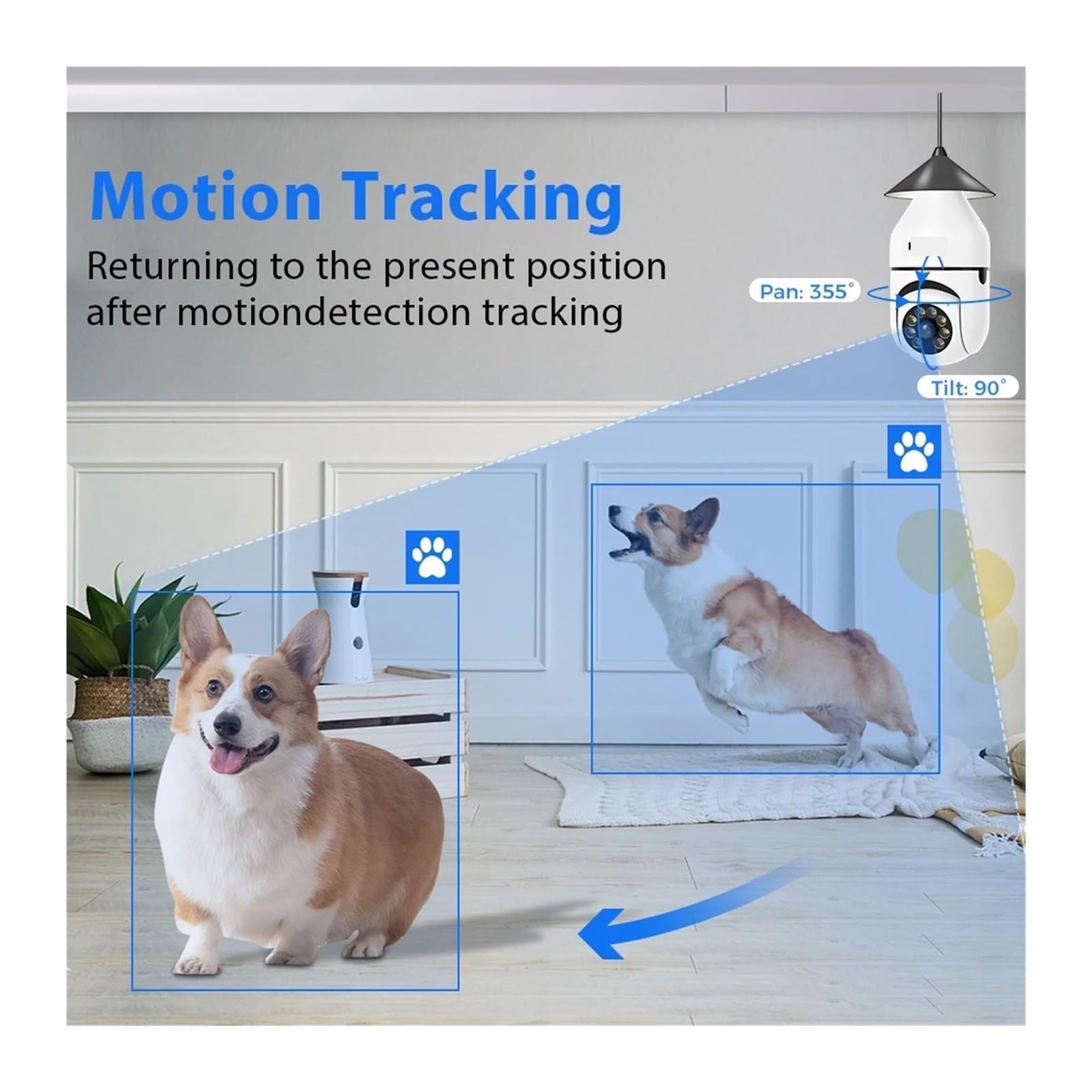 Caméra de sécurité Domestique, Ampoule De Caméra Caméra Vision Nocturne Suivi Audio Bidirectionnel Surveillance sans Fil(2PCS NO SD Card)