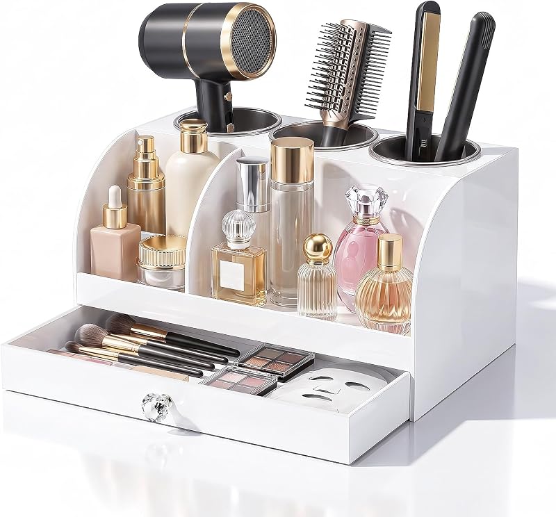 Organizador de ferramentas para cabelo Eclove com gaveta, branco