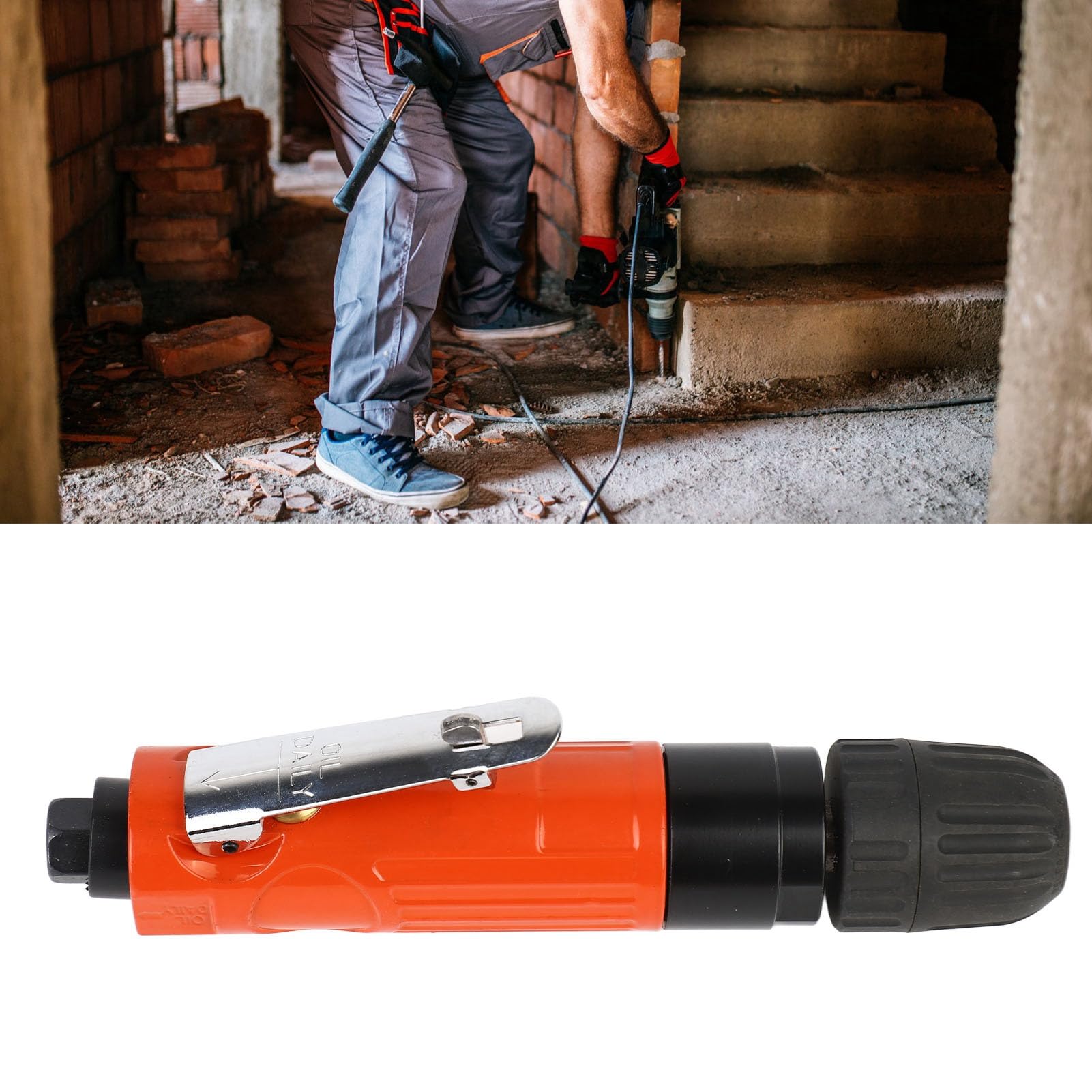 Trapano Pneumatico Pneumatico 3/8 Pollici 22000 Giri/min Leggero Impugnatura Diritta Strumento di Perforazione per Produzione, Lega di Alluminio