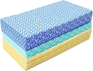 KMAKII 72 Pack Heavy Duty Dish Cloths Reusable Cloths,Mutil-Used Cleaning Cloths 14 x 21 Inches - Blue,Green,Yellow