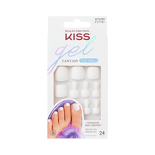 KISS Gel Fantasy Collection - Juego de pedicura de uñas postizas para los pies listas para usar, estilo "This is Classic", con mini lima de uñas
