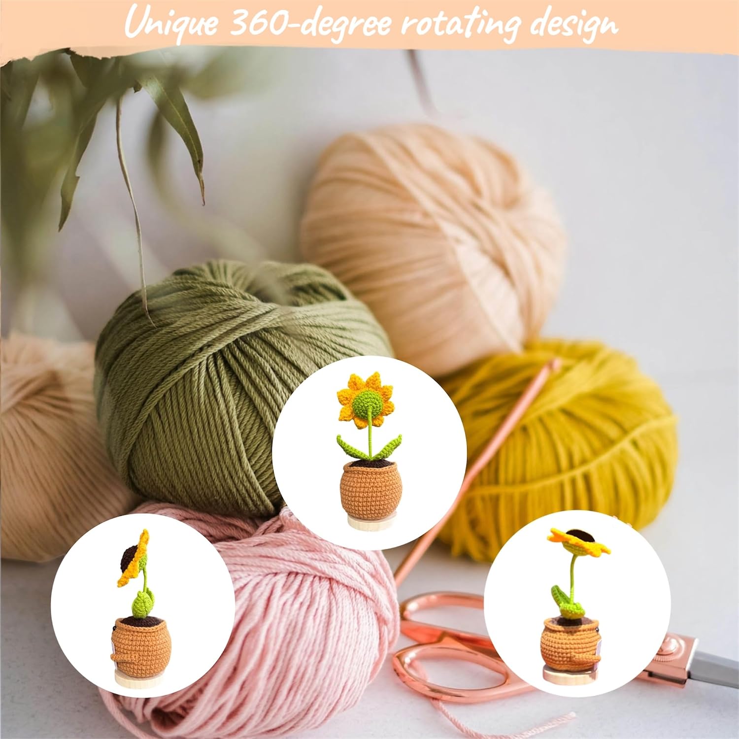LeKado Positive Sunflower Crochet Appreciation Gift for Teachers, Mother, Mom, Grandma, Friends, Coworkers - Birthday, Mother Day, Congratulations, Graduation, Thanksgiving, Christmas - Your Support