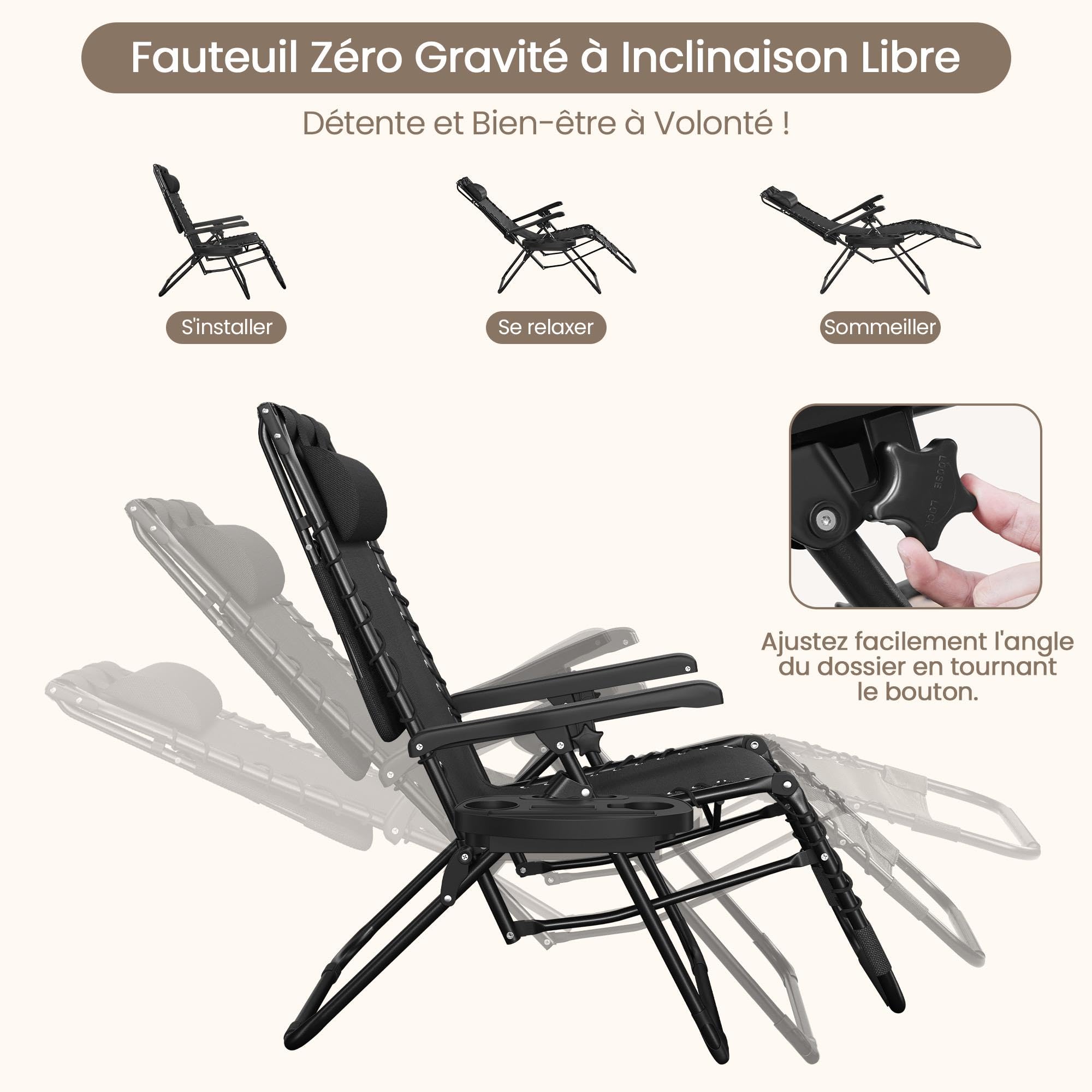 Abician Bain de Soleil Chaise Longue de Jardin avec Pare-Soleil & Appuie-tê