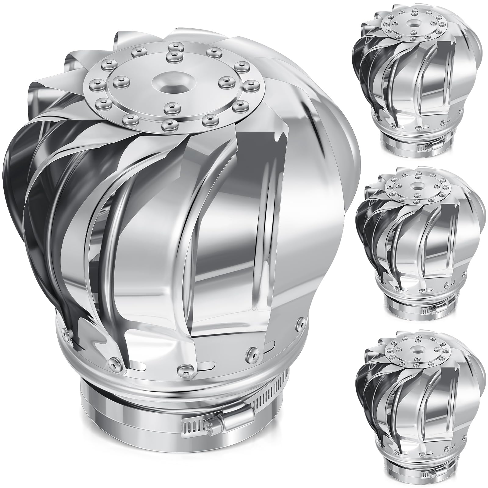 Tandefio 4 Pcs Turbine Roof Vent, 4 In/110mm Stainless Steel 201