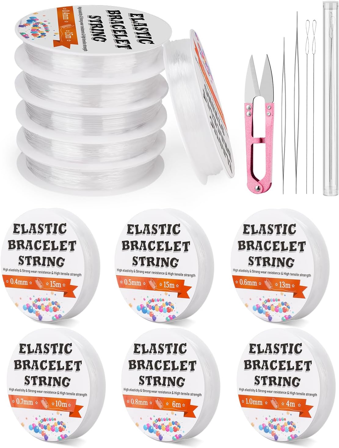 Amazon.com: JUPEAN 6 Sizes Stretchy Bracelet String Elastic String for ...