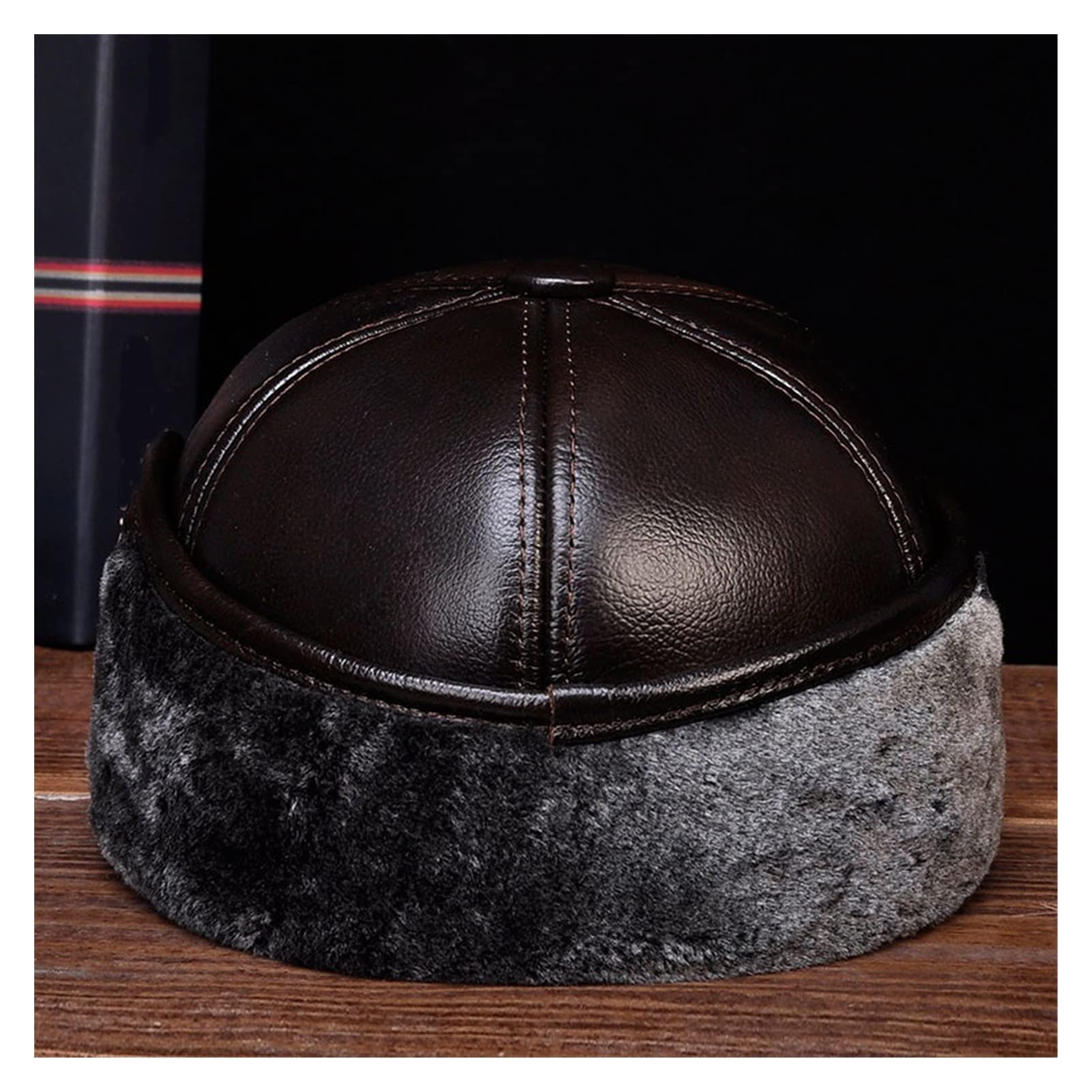 Uomini Genuine Cowboy Cowboy Bomber Cappello Maschio Maschile Inverno all'aperto Caldo Falso f-ur Berretti da Baseball(Brown,XL(57 58cm))