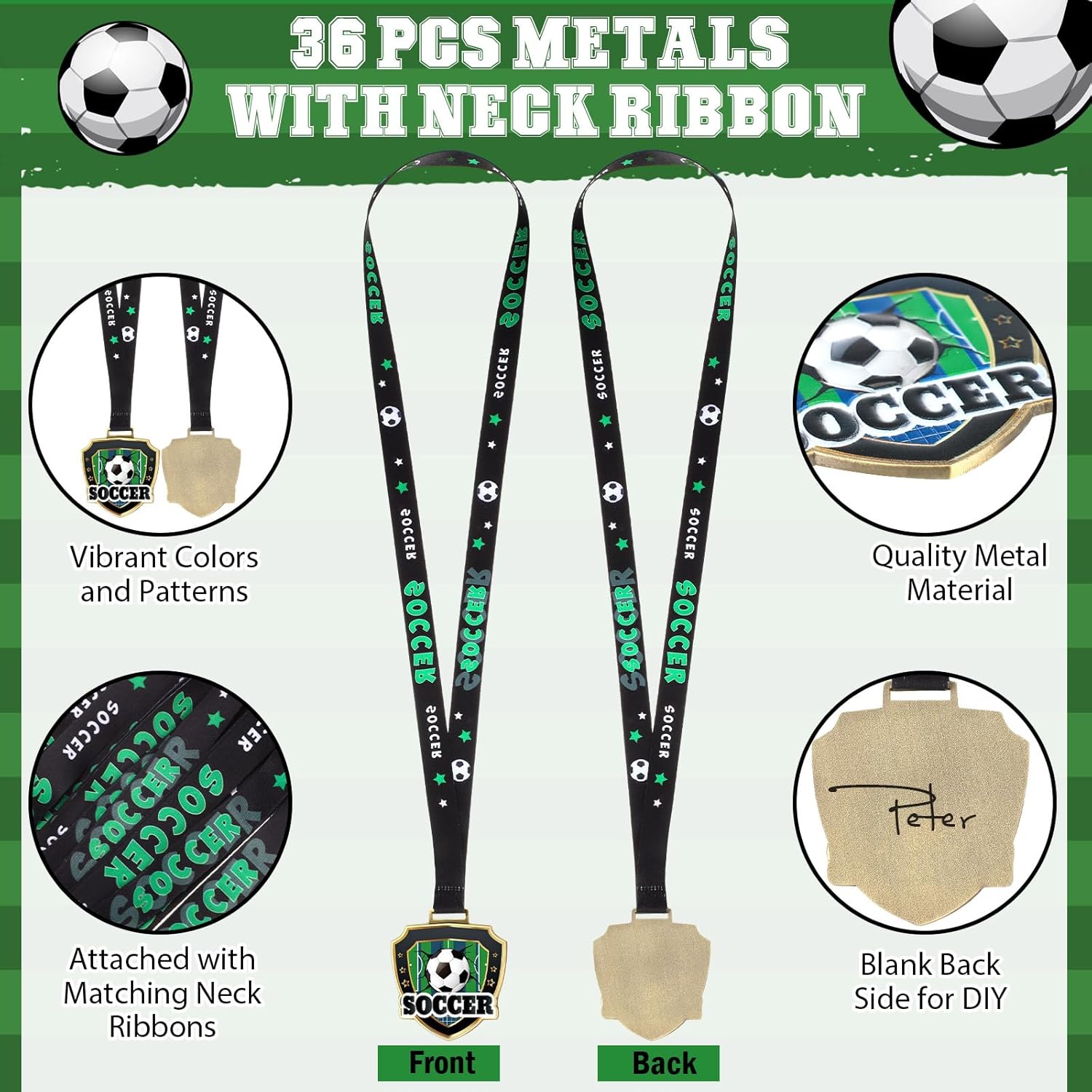 12/24/36 Pcs 2.56" Award Medals Bulk with Neck Ribbon Sport Winner Medal Trophy for Team Tournaments Prize Gift Participation Competition Party Favor