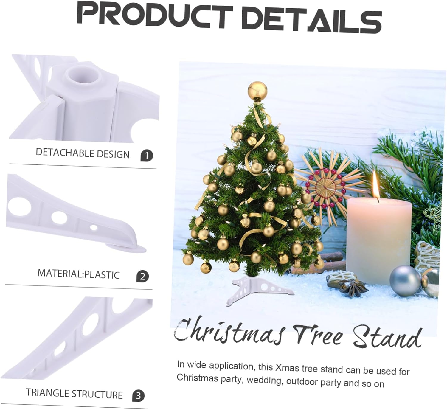 Cabilock Artificial Christmas Tree Stand Base Xmas Tree Holder for Tabletop Decorations for Home Party and Office Use Design