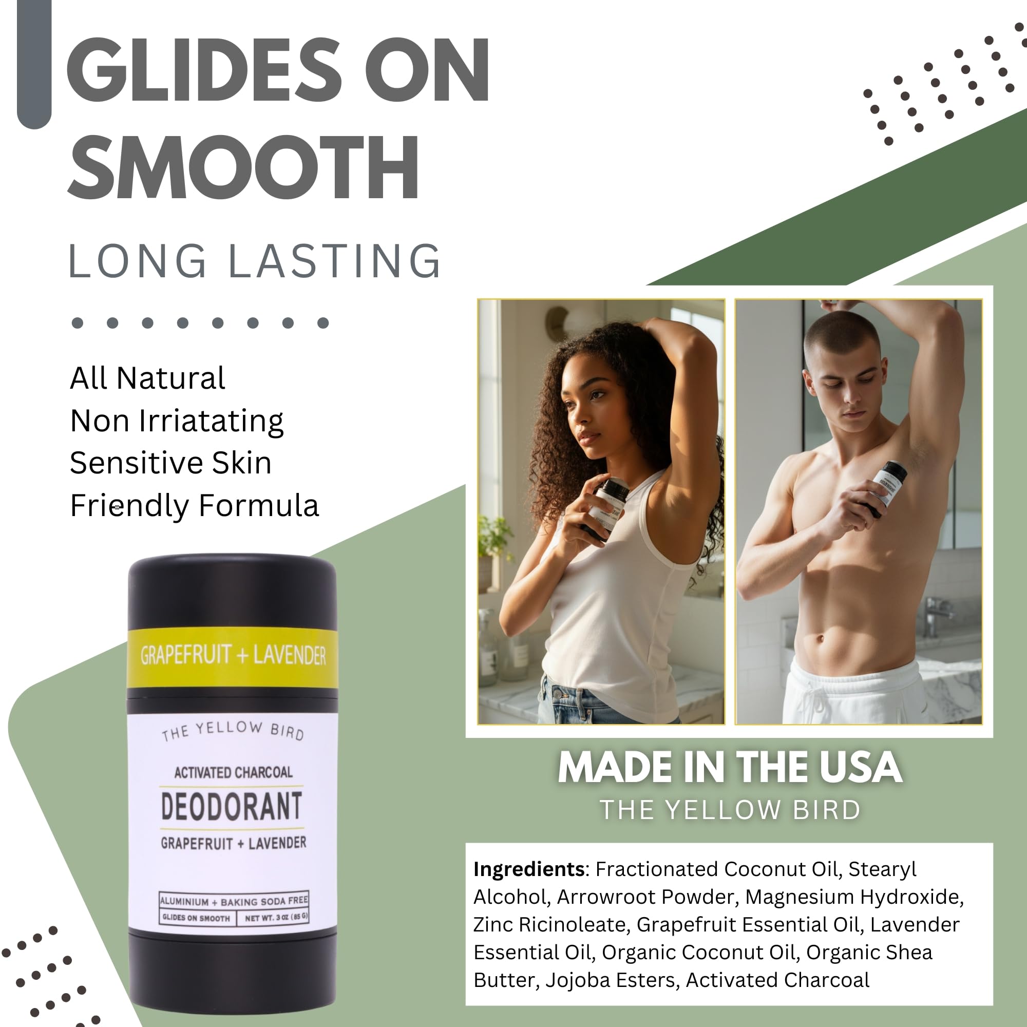 Magnesium Deodorant for Men & Women - Natural, USA Made, Aluminum & Baking Soda Free Deodorant. Long Lasting Protection for Sensitive Skin. Includes Charcoal, Essential Oils, and Organic Ingredients